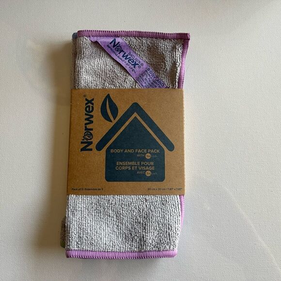 Norwex Mini Face and Body Cloths set of 3 in Gray with colored trim NWT - Picture 1 of 9